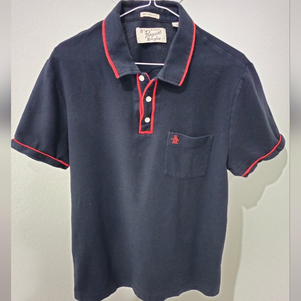 Original Penguin Black Polo with Red Accents